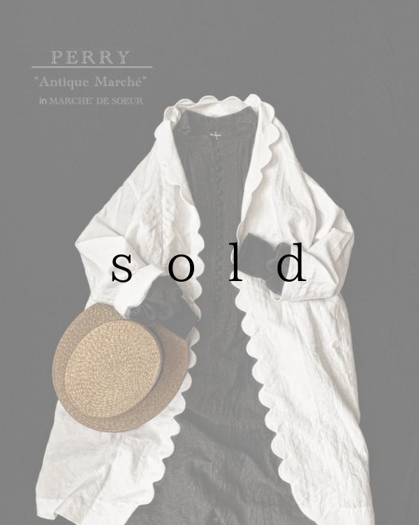 画像1: PERRY/Linen scallop coat・white (1)