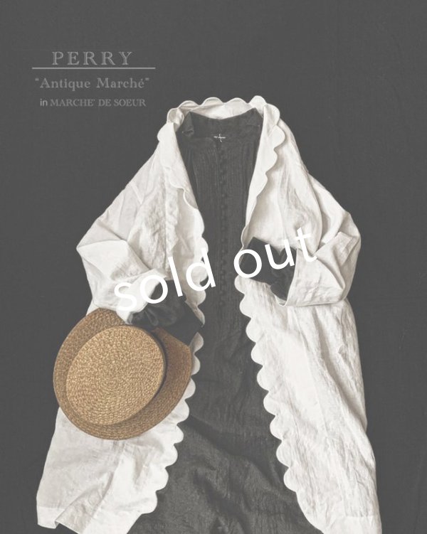 画像1: PERRY/Linen scallop coat・white (1)
