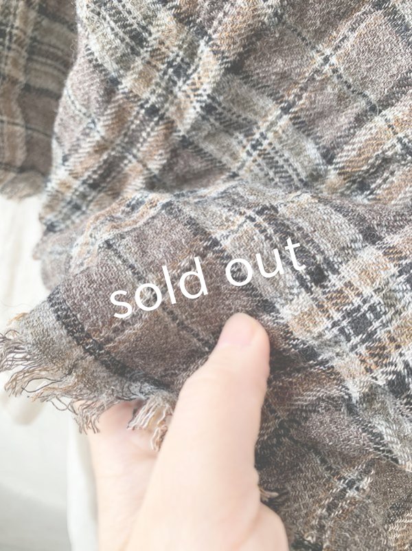 画像7: MARCHE' DE SOEUR／クラシックリネンウールポンチョ・アンティークチェック (7)