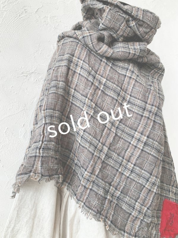 画像6: MARCHE' DE SOEUR／クラシックリネンウールポンチョ・アンティークチェック (6)