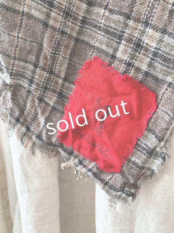 画像5: MARCHE' DE SOEUR／クラシックリネンウールポンチョ・アンティークチェック (5)