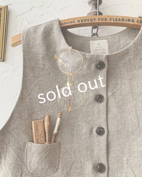 画像2: MARCHE' DE SOEUR／ちびぽけベスト・リトアニアリネン (2)