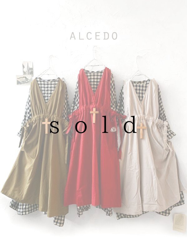 画像1: ALCEDO/サイドリボンジャンパースカート (1)