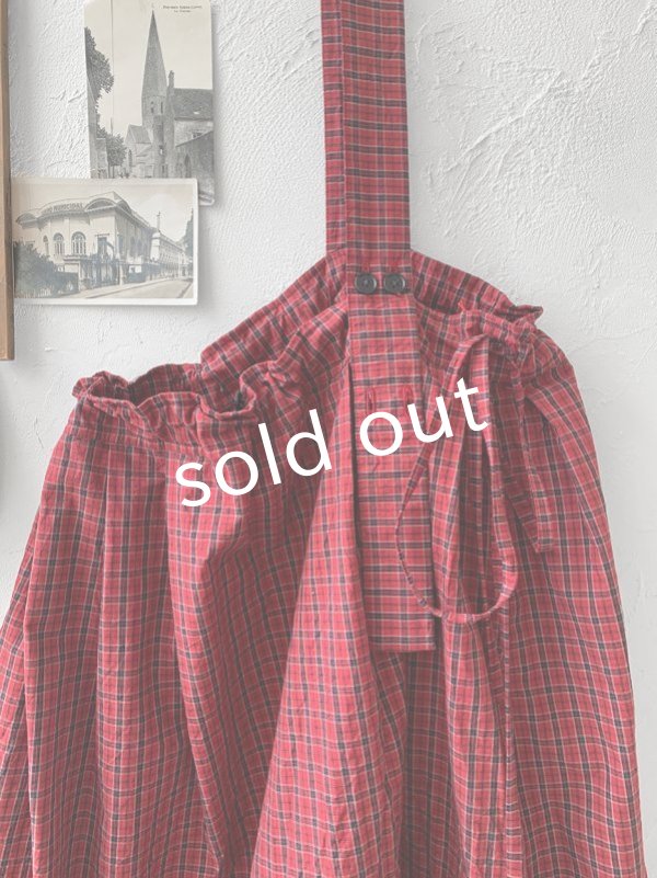 画像2: Reliure／ワンショルダースカート・赤チェック (2)