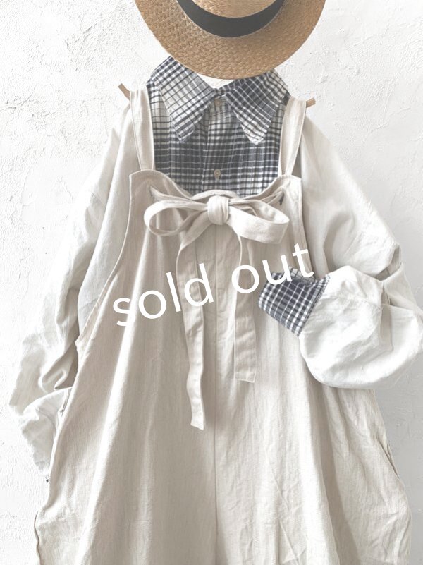 画像2: MARCHE' DE SOEUR／ピエロサロペット・生成り (2)