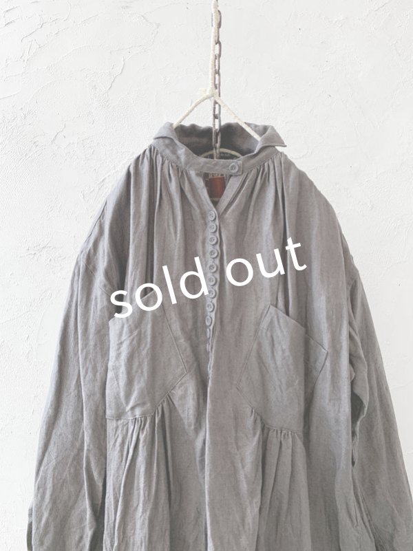 画像2: HALLELUJAH／1890's Bourgeron 羊飼いシャツワンピース・gray (2)