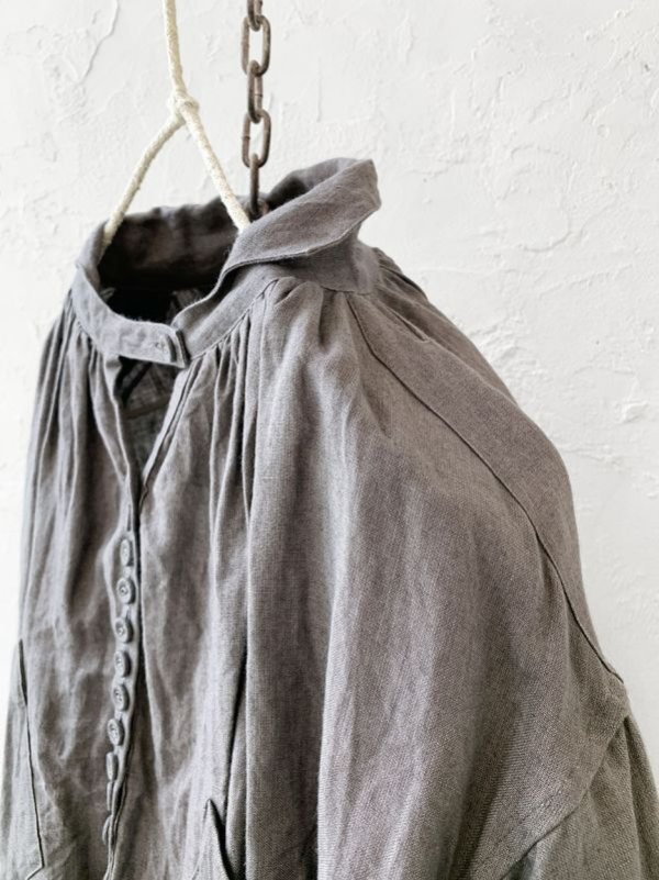 画像9: HALLELUJAH/1890's Bourgeron 羊飼いシャツワンピース・gray (9)