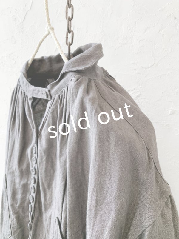 画像9: HALLELUJAH／1890's Bourgeron 羊飼いシャツワンピース・gray (9)