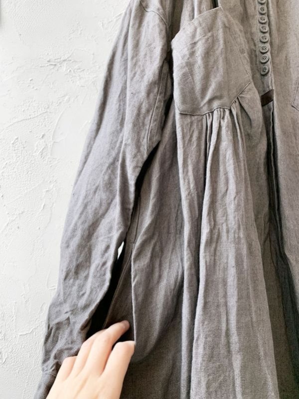 画像8: HALLELUJAH/1890's Bourgeron 羊飼いシャツワンピース・gray (8)
