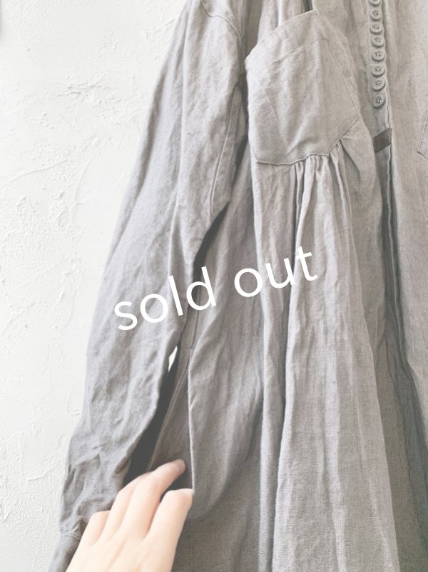 画像8: HALLELUJAH／1890's Bourgeron 羊飼いシャツワンピース・gray (8)