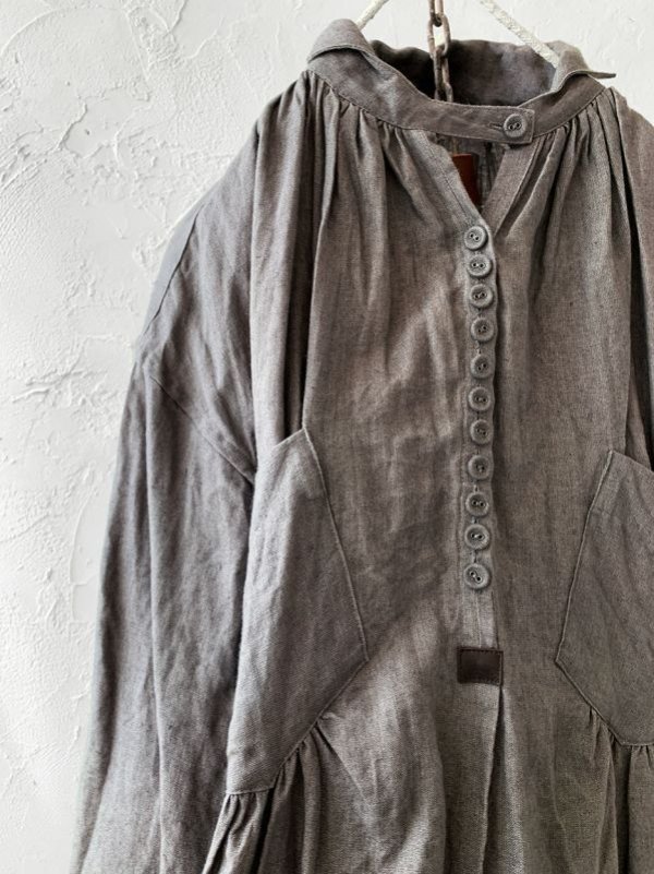 画像4: HALLELUJAH/1890's Bourgeron 羊飼いシャツワンピース・gray (4)