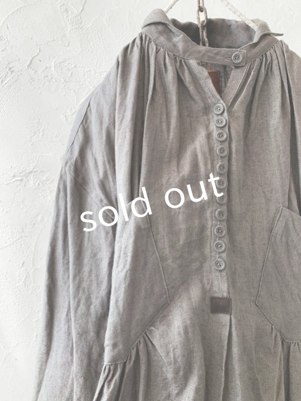 画像4: HALLELUJAH／1890's Bourgeron 羊飼いシャツワンピース・gray (4)
