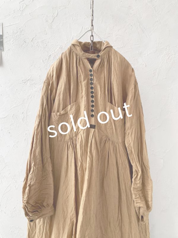 画像2: HALLELUJAH/1890's Bourgeron 羊飼いシャツワンピース・mimosa (2)