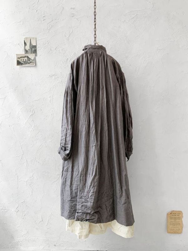 画像10: HALLELUJAH/1890's Bourgeron 羊飼いシャツワンピース・gray (10)