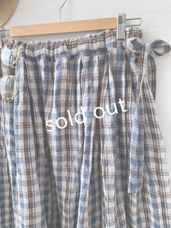 画像2: MARCHE' DE SOEUR／サイドリボンスカート・ブルーチェック (2)