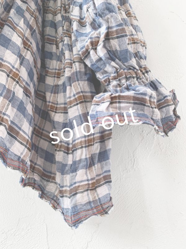画像4: MARCHE' DE SOEUR／ギャザープルオーバー・ブルーチェック (4)