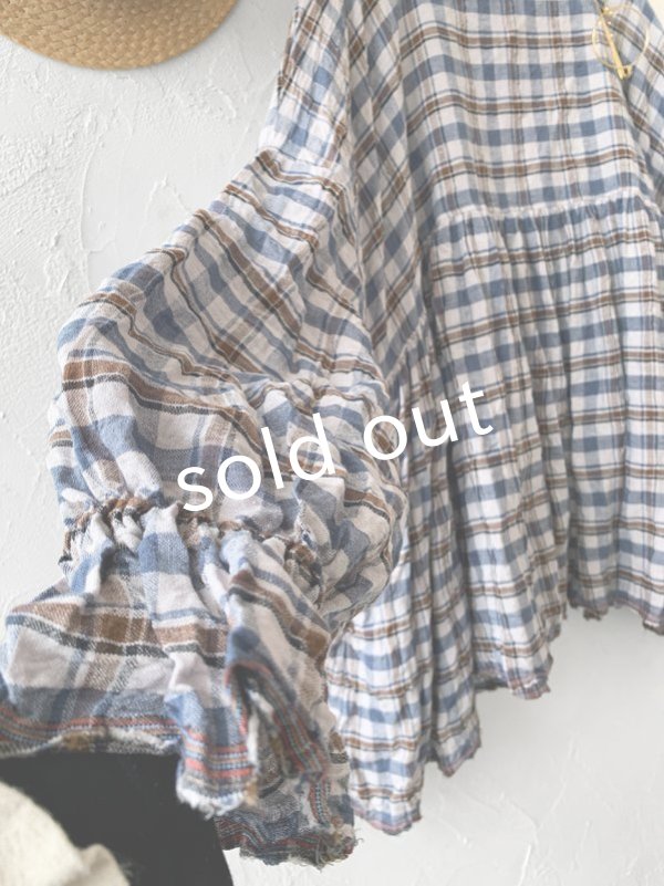 画像6: MARCHE' DE SOEUR／ギャザープルオーバー・ブルーチェック (6)