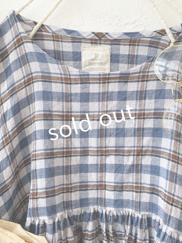 画像2: MARCHE' DE SOEUR／ギャザープルオーバー・ブルーチェック (2)