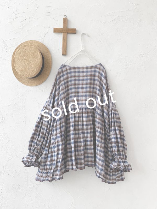 画像7: MARCHE' DE SOEUR／ギャザープルオーバー・ブルーチェック (7)