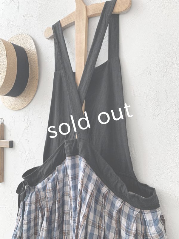 画像7: MARCHE' DE SOEUR／エプロンワンピース・黒×ブルーチェック (7)