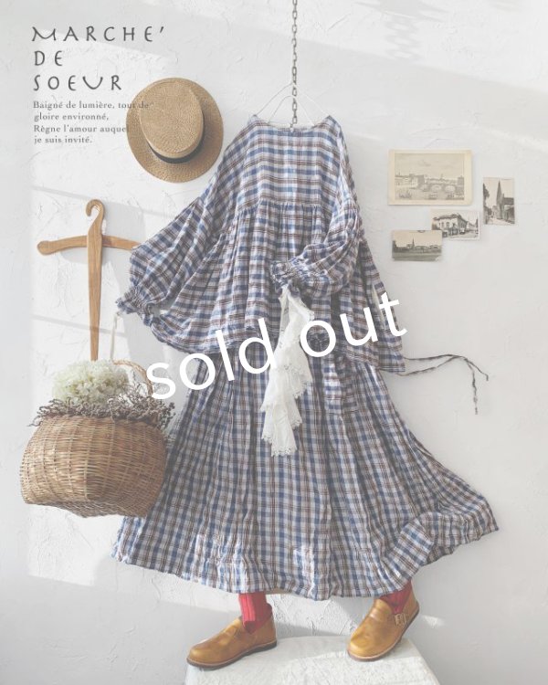 画像8: MARCHE' DE SOEUR／ギャザープルオーバー・ブルーチェック (8)
