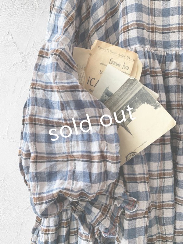 画像3: MARCHE' DE SOEUR／ギャザープルオーバー・ブルーチェック (3)