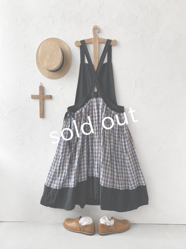 画像6: MARCHE' DE SOEUR／エプロンワンピース・黒×ブルーチェック (6)