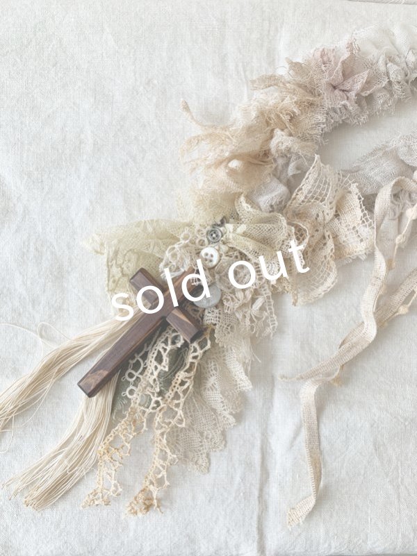 画像2: pollenbienco／アンティークレースと十字架のネックレス (2)