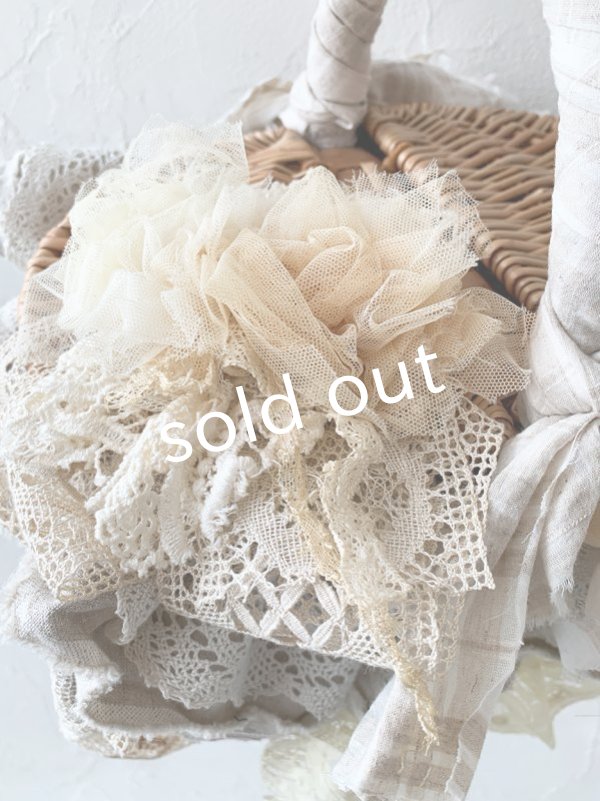 画像8: pollenbienco／アンティークレースのカバーバスケット (8)