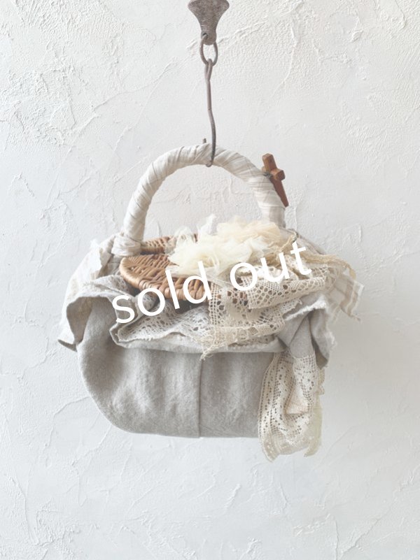 画像6: pollenbienco／アンティークレースのカバーバスケット (6)