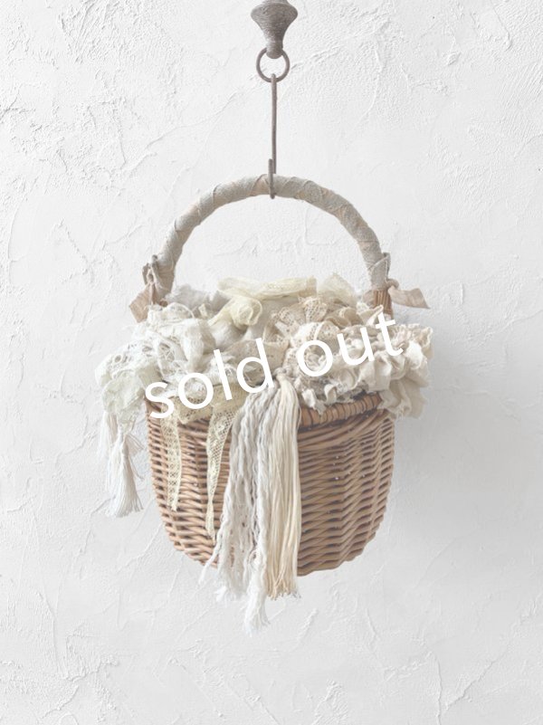 画像7: pollenbienco／アンティークレースのバスケット (7)