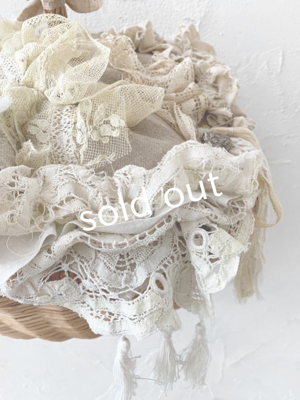 画像4: pollenbienco／アンティークレースのバスケット (4)