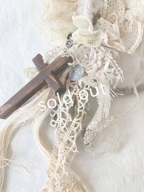 画像4: pollenbienco／アンティークレースと十字架のネックレス (4)