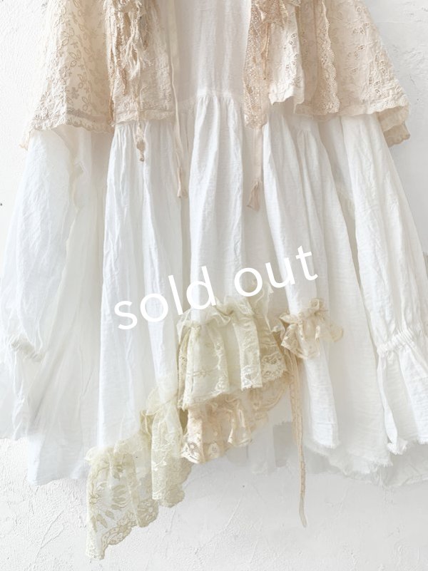 画像3: pollenbienco／ケープ付きアンティークレースプルオーバー (3)