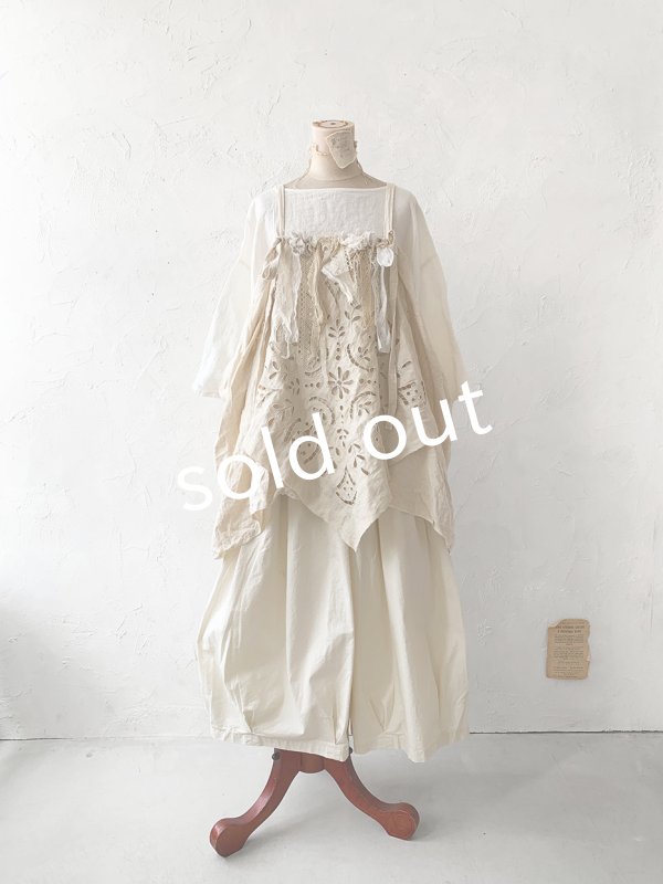 画像11: pollenbienco／アンティークレースのキャミジレ・生成り (11)