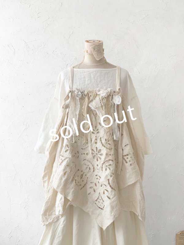 画像12: pollenbienco／アンティークレースのキャミジレ・生成り (12)