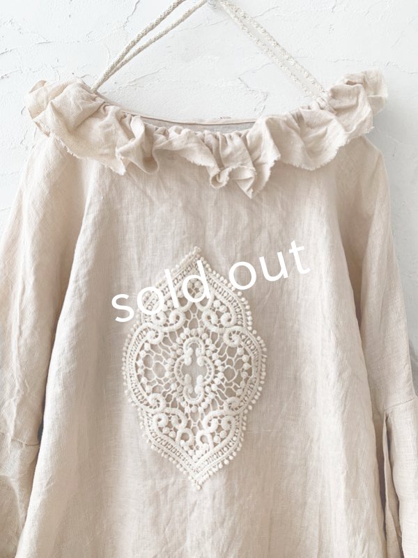 画像2: pollenbienco／アンティークレースのラッフルプルオーバー (2)