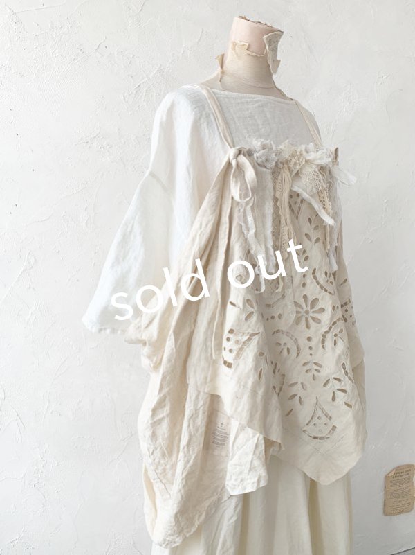 画像13: pollenbienco／アンティークレースのキャミジレ・生成り (13)