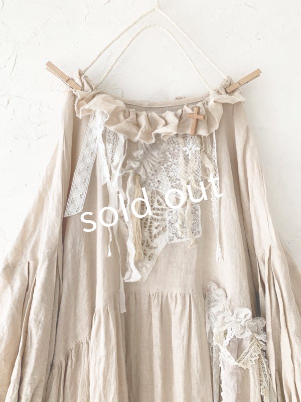 画像2: pollenbienco／アンティークレースのラッフルワンピース (2)