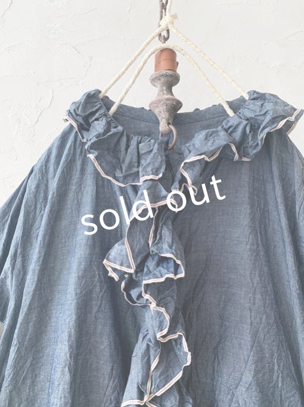 画像2: MARCHE' DE SOEUR／フローフリルブラウス・ダンガリー (2)