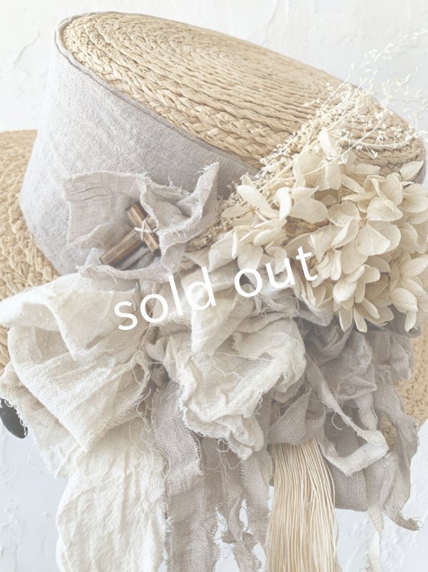 画像2: pollenbienco／プリザーブドフラワーの帽子・ナチュラル (2)