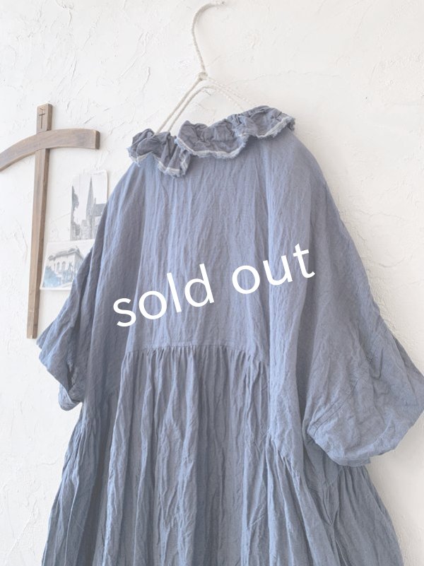 画像11: MARCHE' DE SOEUR／フローフリルワンピース・遠州織ブルー (11)
