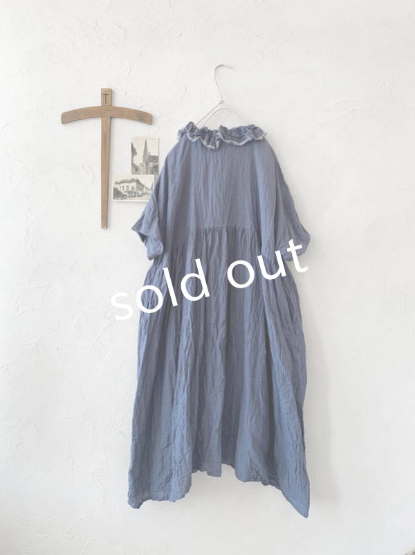画像10: MARCHE' DE SOEUR／フローフリルワンピース・遠州織ブルー (10)