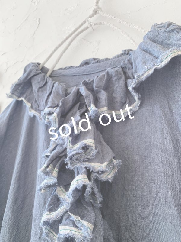 画像9: MARCHE' DE SOEUR／フローフリルワンピース・遠州織ブルー (9)