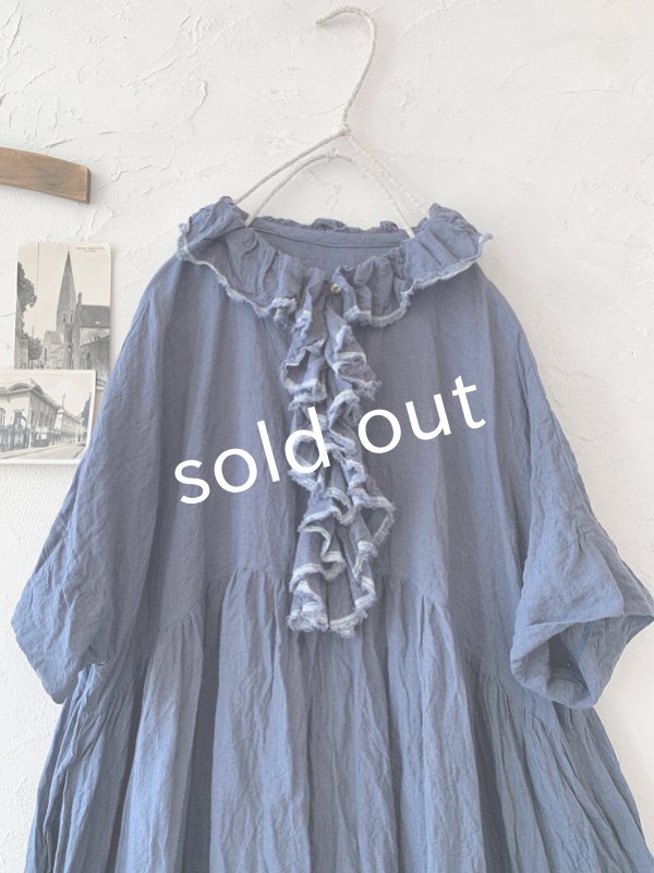 画像2: MARCHE' DE SOEUR／フローフリルワンピース・遠州織ブルー (2)
