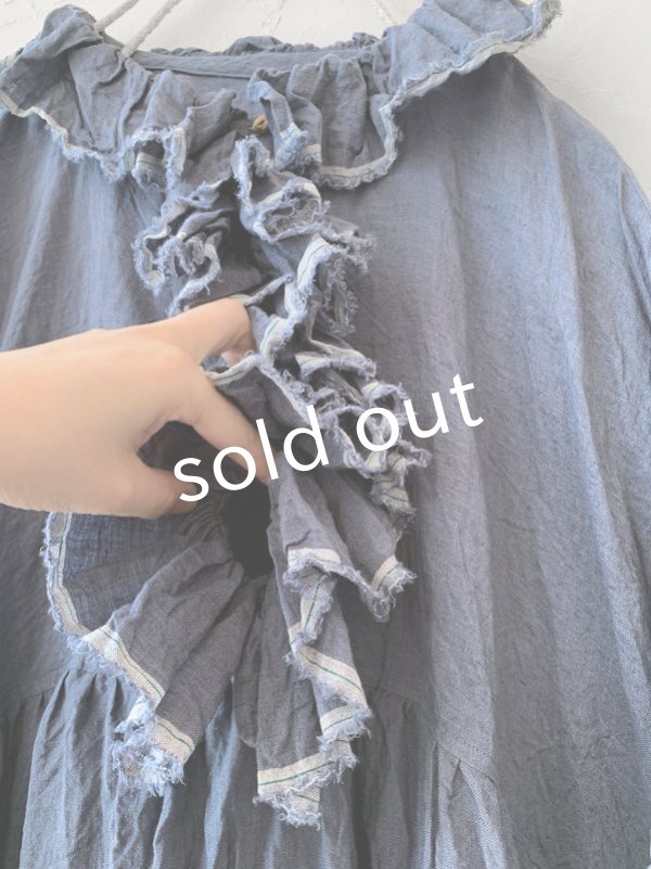 画像4: MARCHE' DE SOEUR／フローフリルワンピース・遠州織ブルー (4)