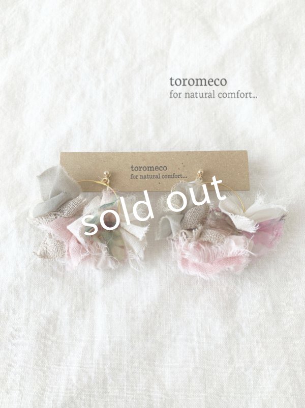 画像3: toromeco／裂き布フープイヤリングpetals (3)