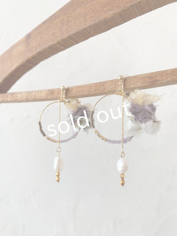 画像2: toromeco／裂き布フープイヤリングpendulum・purple (2)