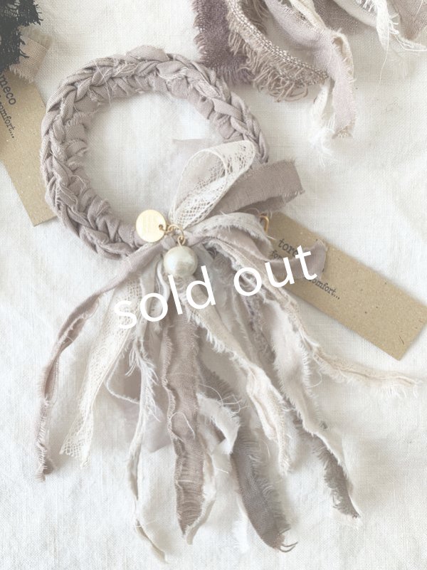 画像2: toromeco／裂き編みのシュシュantique (2)