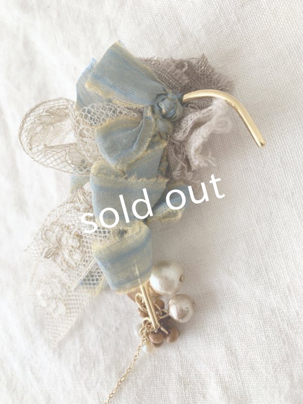 画像6: toromeco／コットンシルクのイヤーフック・antique blue (6)